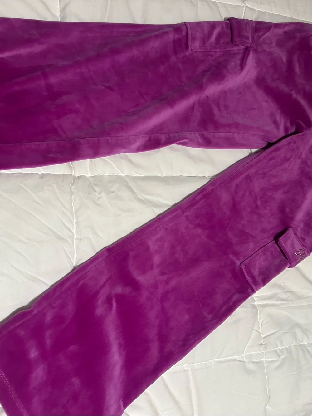 Kids Velvet Lounge Pants in Bright Magenta